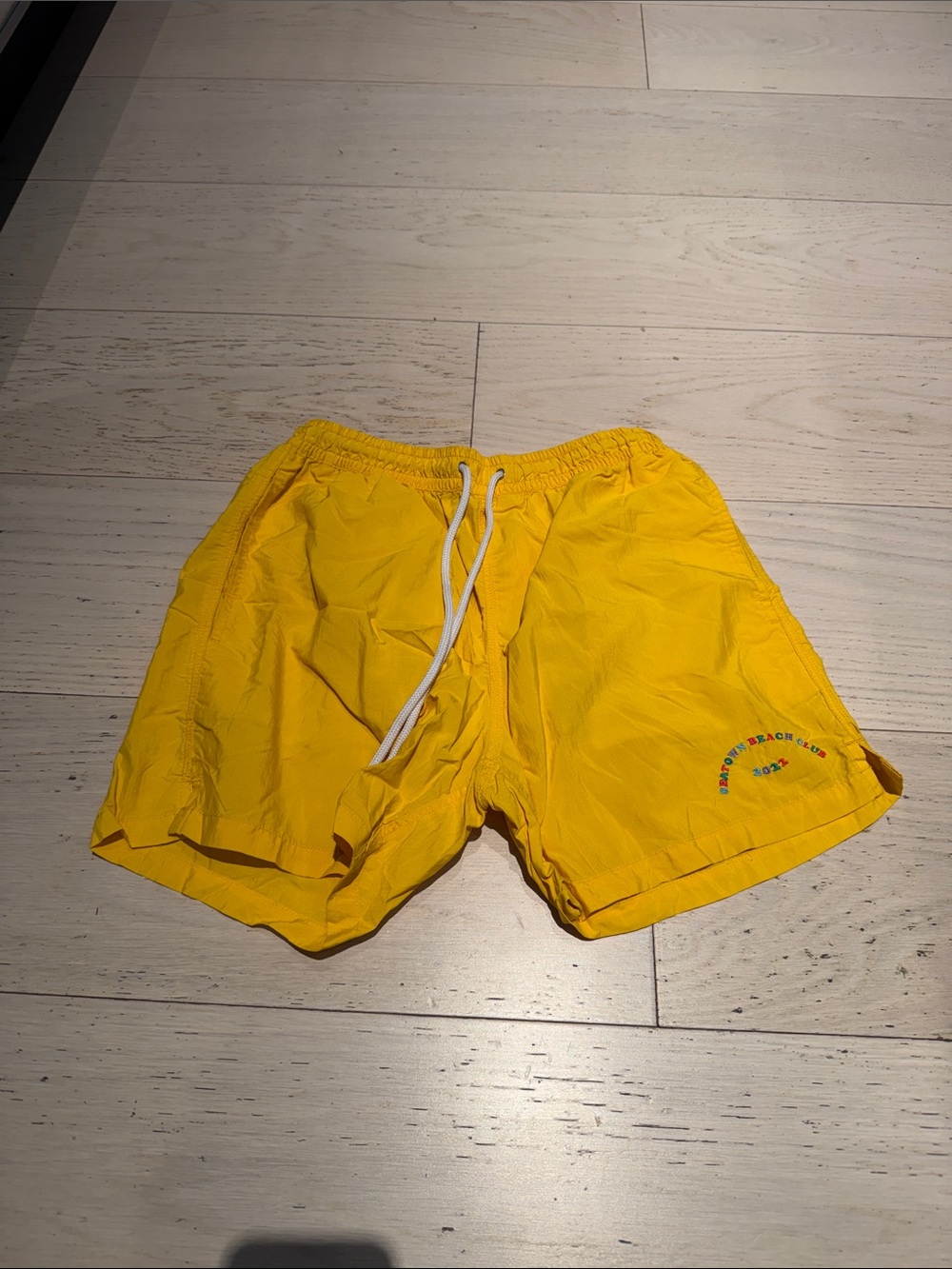 Drakes Bright Yellow Swim Trunks with Drawstring